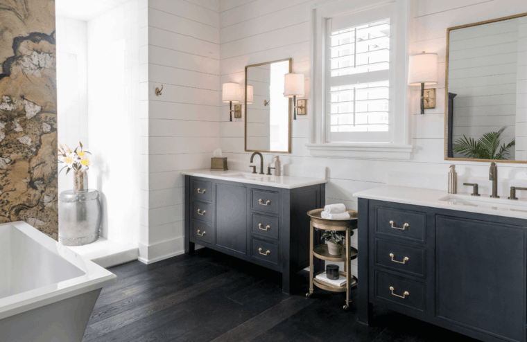 vasque salle de bain blanche et noire meuble contemporain
