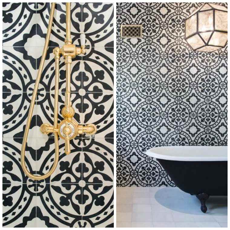 accessoires déco salle de bain tendance revetement mural baignoire noire