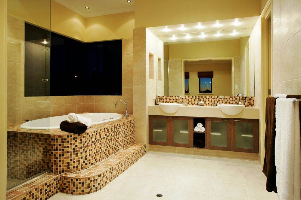 salle de bain orange jaune hollywood style