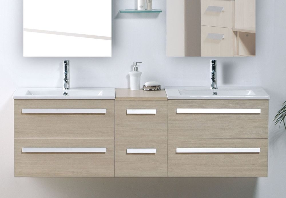 salle de bain simple et moderne lavatoire cabinets blanc beige
