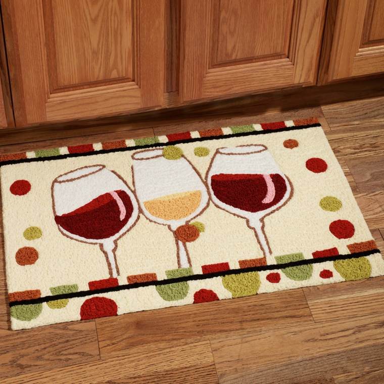 tapis de cuisine moderne verres vin rouge blanc