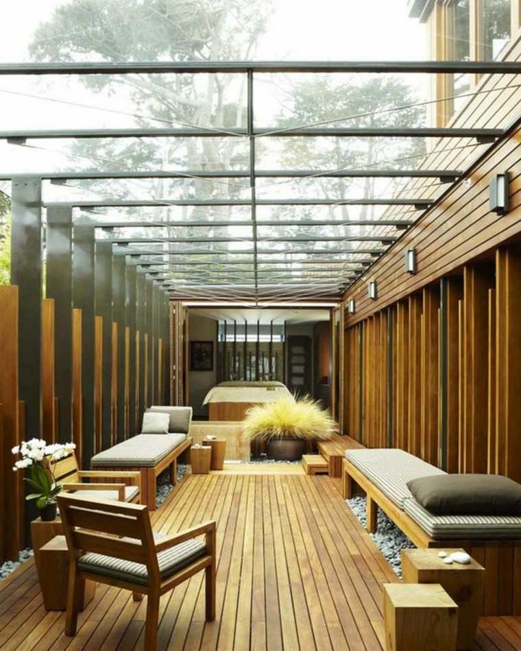 extérieur moderne idée terrasse bois revêtement sol mobilier moderne