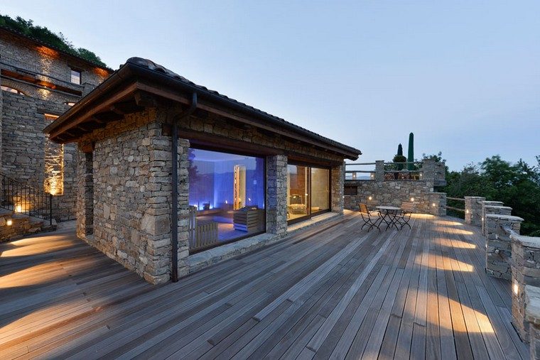 terrasse bois pierre idée revêtir sol maison terrasse tendance pierre