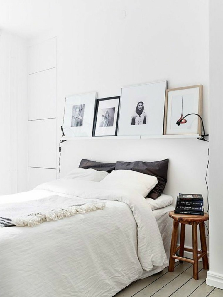 tête de lit avec rangement chambre design moderne etagere murale blanche