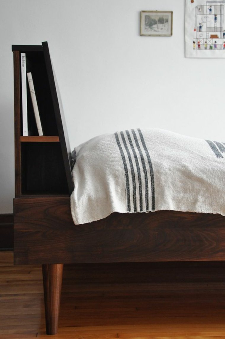 tête de lit avec rangement mobilier design petit espace meuble bois