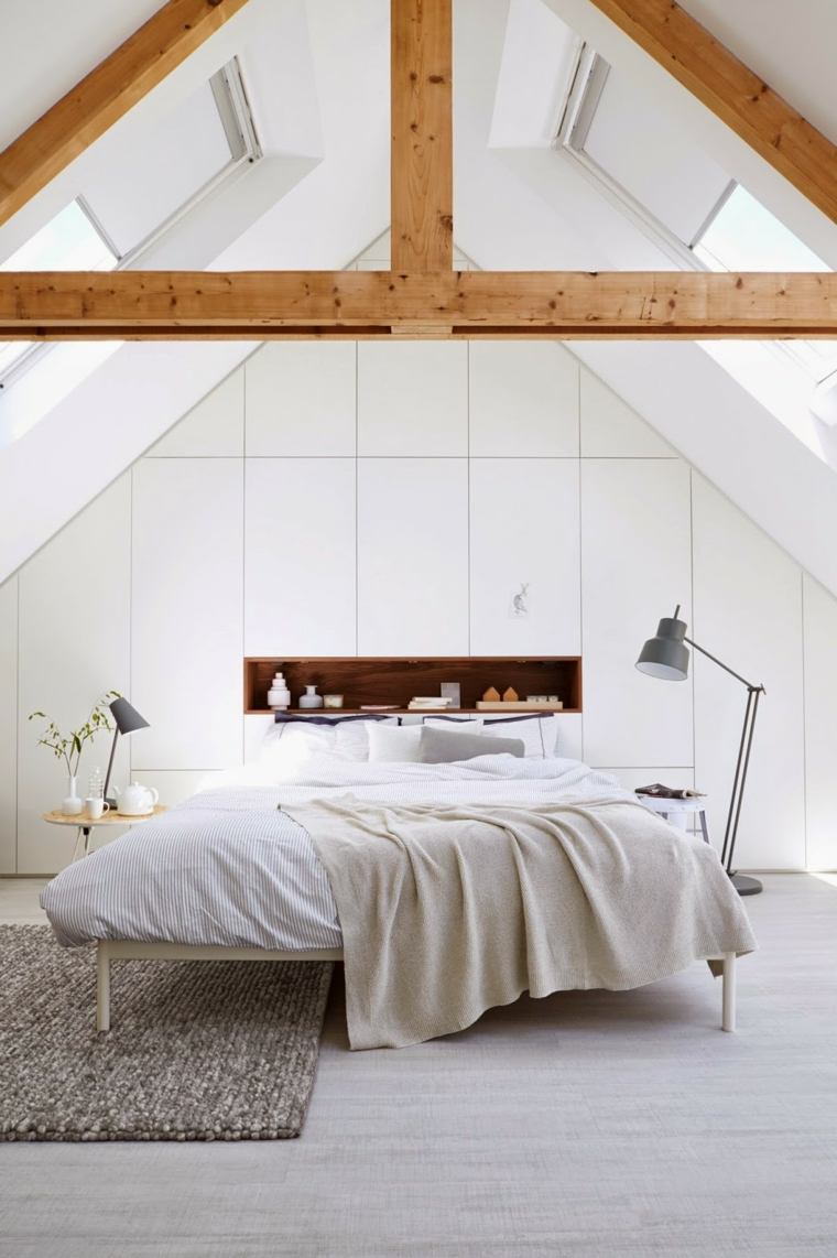 tete de lit contemporaine meuble mural portes blanches idee etageres