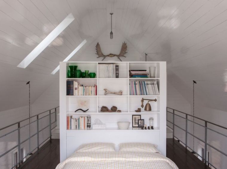 meuble tete de lit astuce de rangement biblitoheque etageres chambre