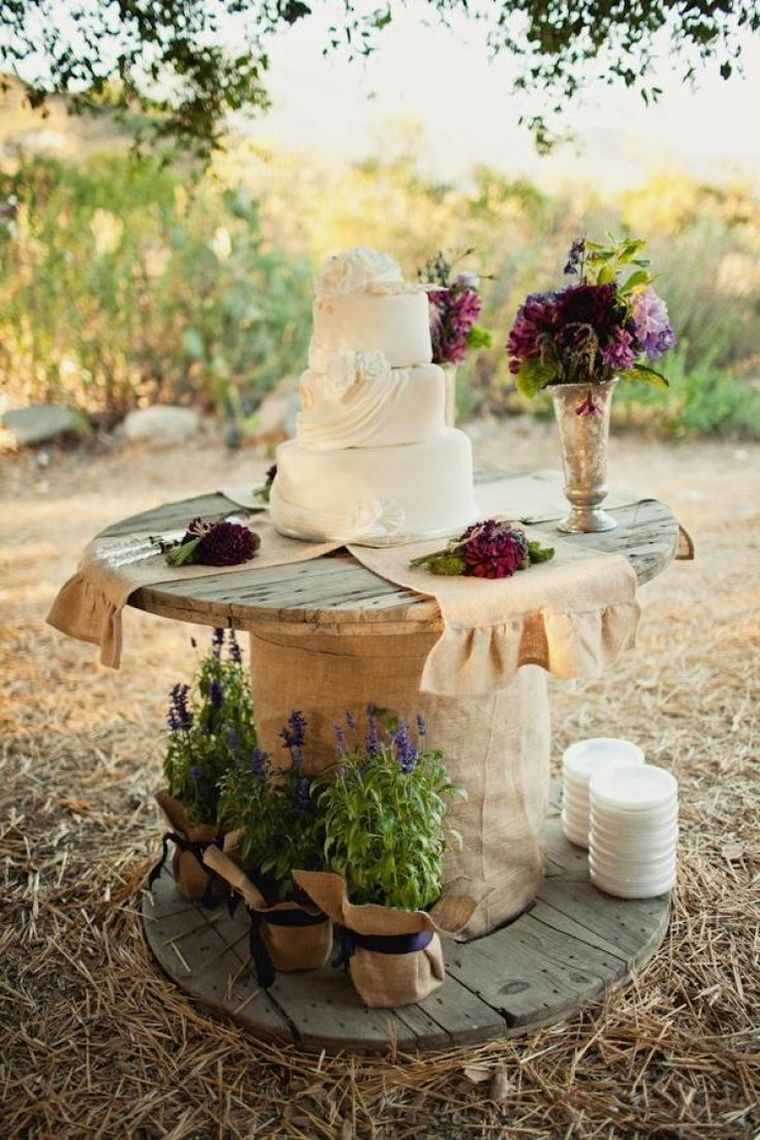table basse faite en touret bois diy decoration mariage meuble bois