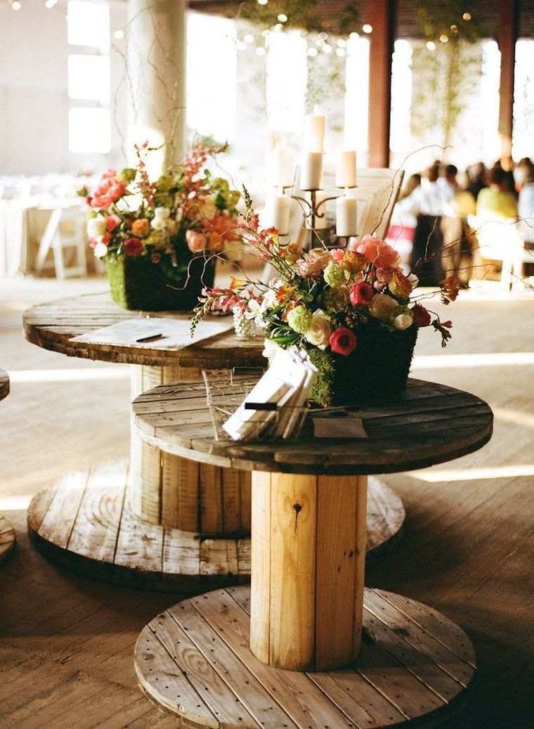 touret table bois decoration table mariage campagne chic style rustique 