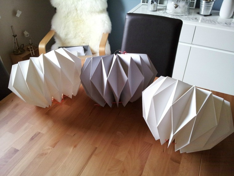 abat jour origami blanc gris