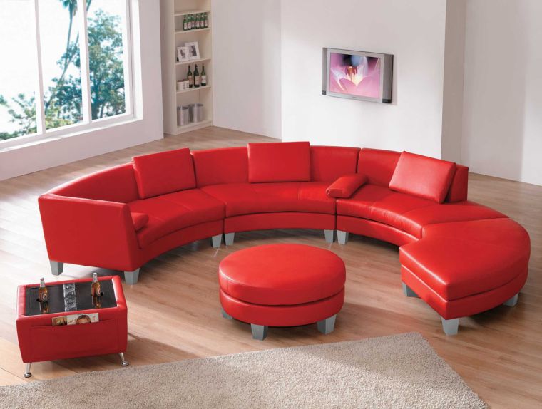 canape rond design-moderne-couleur-rouge