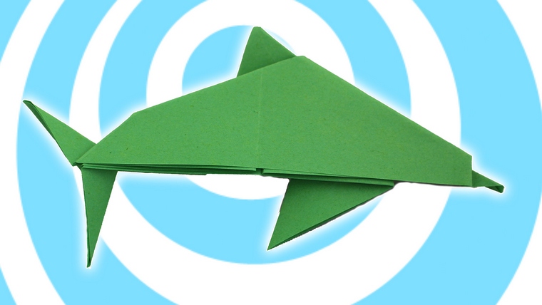 origami facile dauphin-vert-facile-origami-idees