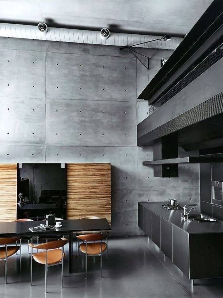 deco-style-masculin-amenagement-cuisine-mur-beton-meuble-noir