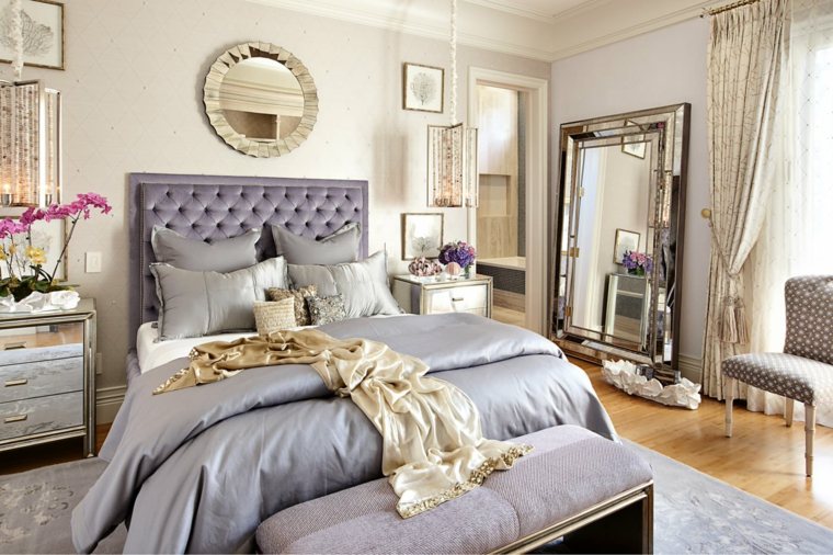 décoration chambre adulte moderne couleur argent reflets miroitants