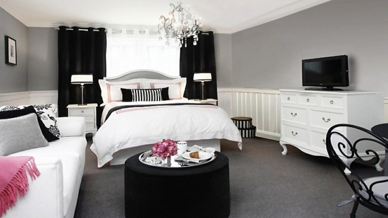 decoration-chambre-adulte-moderne-gris-blanc-noir-rose