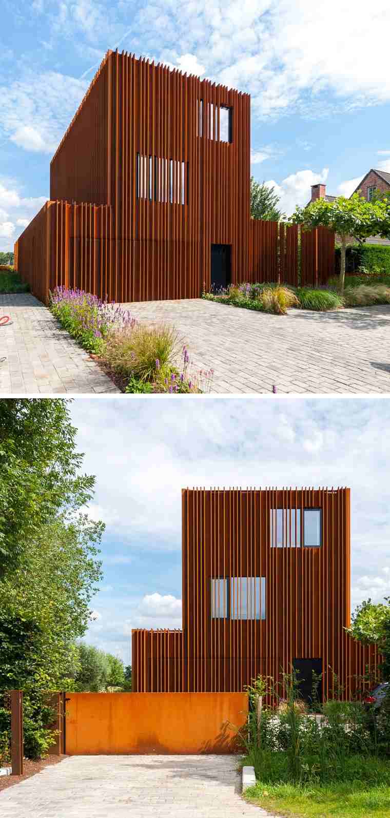 maison design acier mur moderne idée extérieur