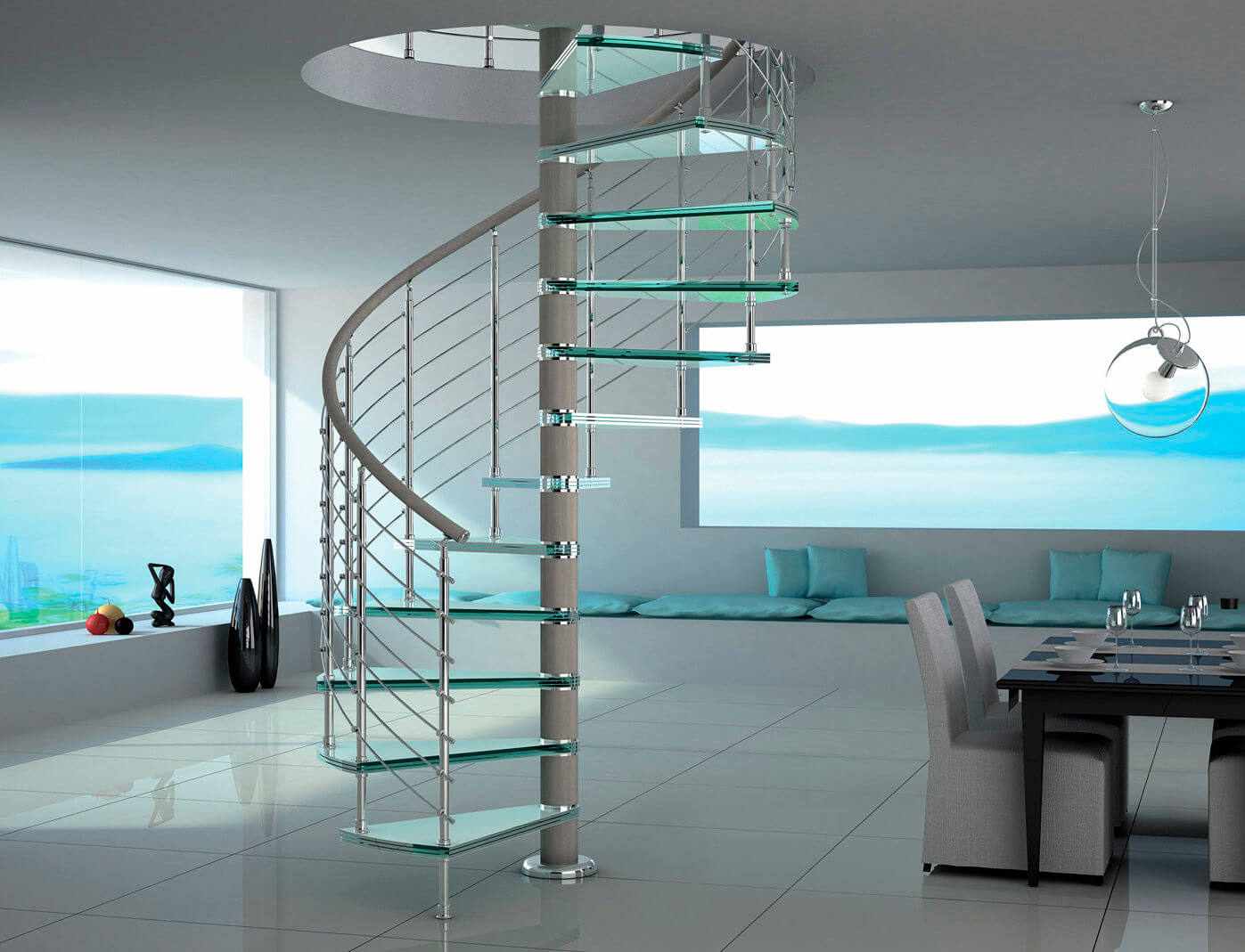 escalier en colimaçon-verre-panorama-spacieux