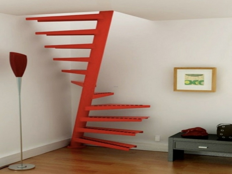  escalier en spirale orange style industriel
