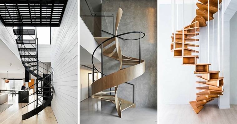 escalier en spirale variartions bois fer