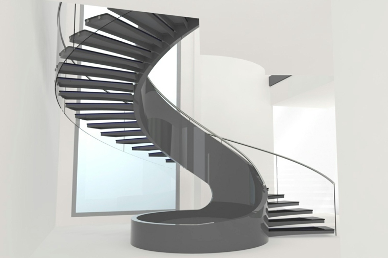 idee originale design d interieur escalier spirale blanc