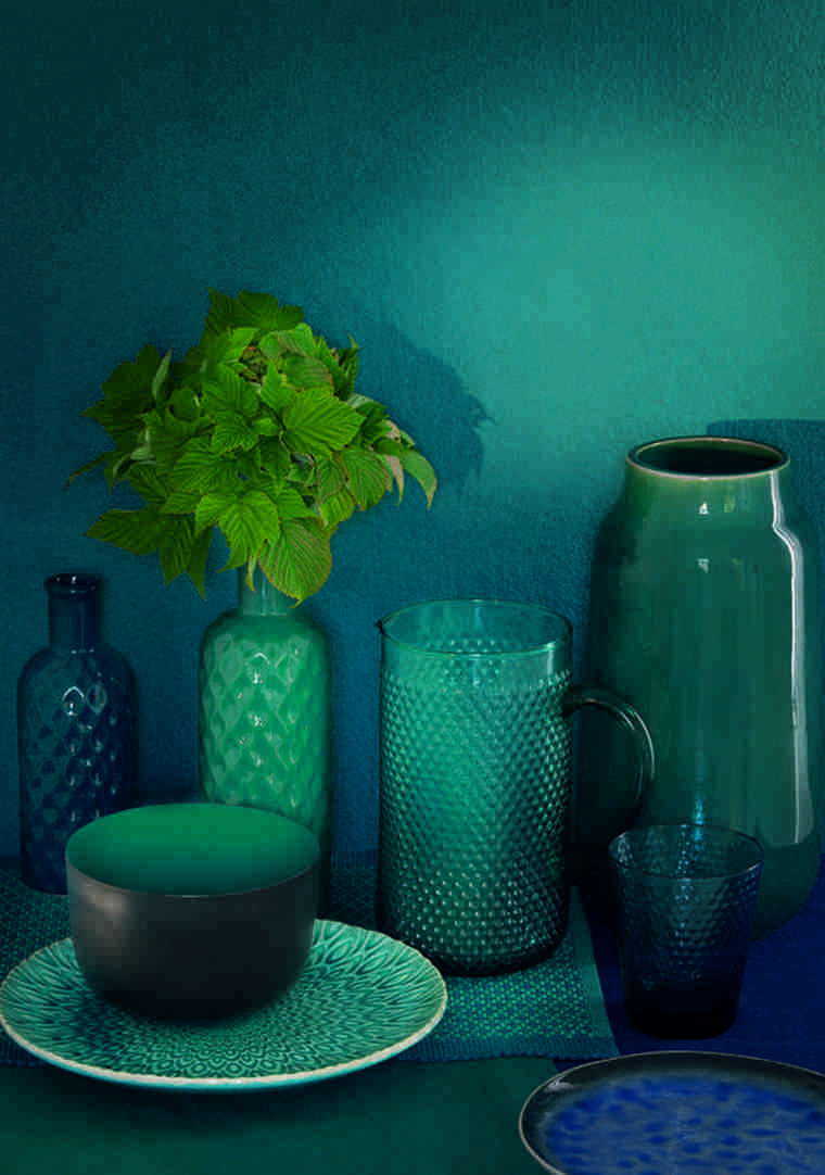 design intérieur peinture bleu idée mur déco vase plante idées