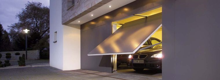 porte garage basculante-ouverture-exterieur-facade-exterieur-moderne-photo