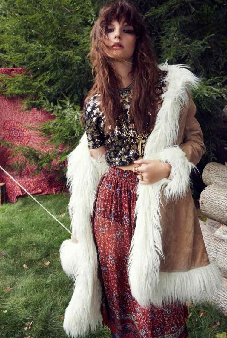 style hippie chic femme idee vetements boheme chic manteau