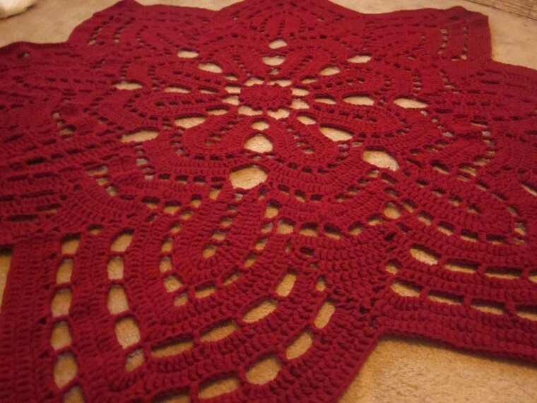 tapis de cuisine moderne laine fleur rouge resized