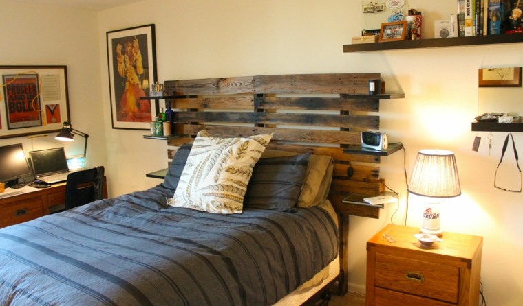 tête de lit en palette-bois-espaces-etageres