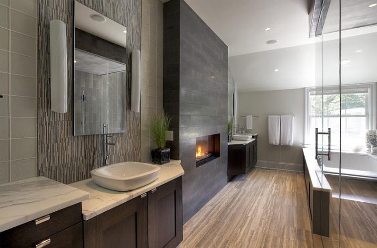 salle de bain moderne cheminee-revetement-sol-bois