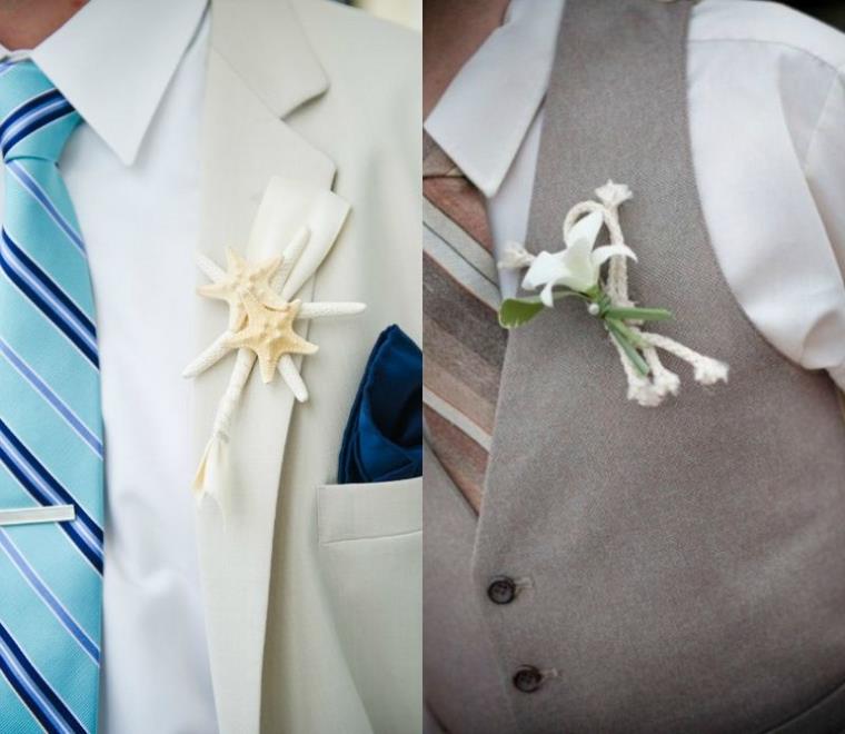 costume-mariage-decontracte-boutonniere-fleurs-coquillage