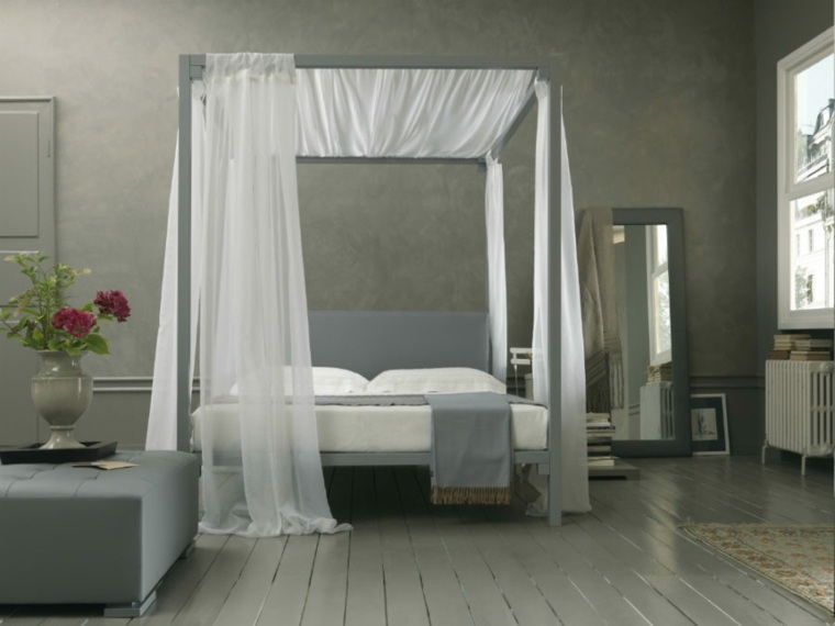 lit baldquin moderne chambre-peinture-gris-taupe
