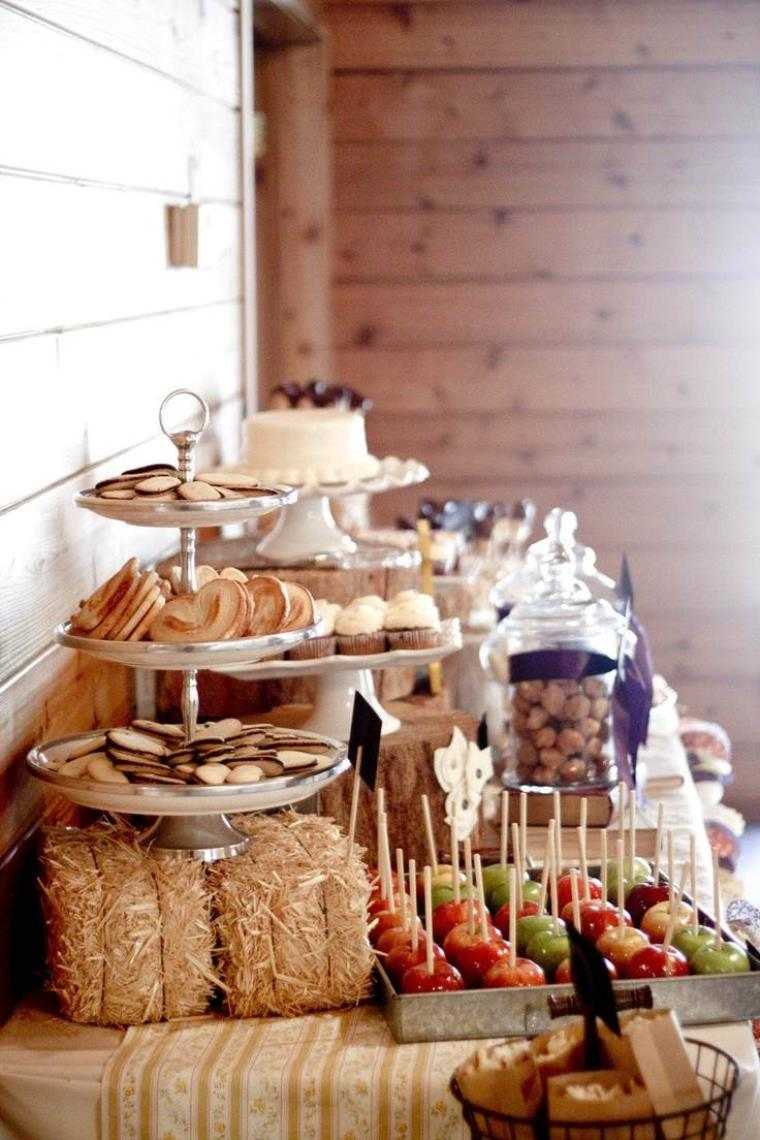 style-champetre-candy-bar-paille-biscuits-cupcakes-pommes-sucrées