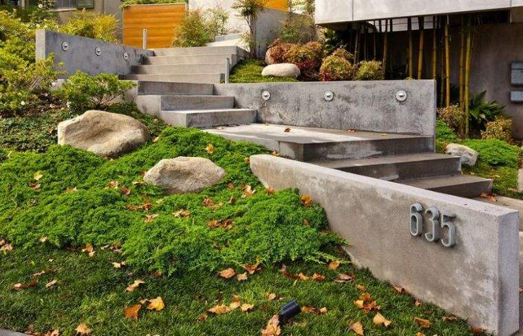 déco industrielle jardin-terrassement-escalier-cloture-beton