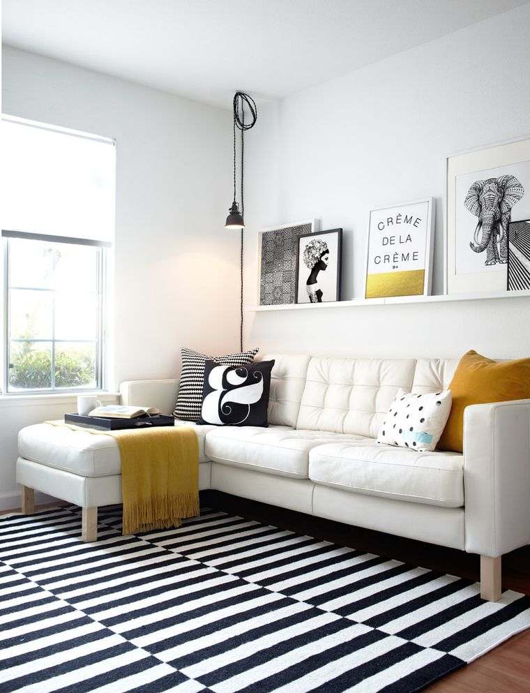design scandinave salle-de-sejour-style-nordique-blanc-et-noir