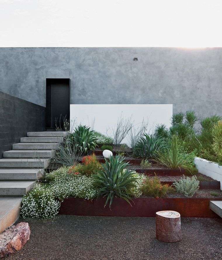 idée bordure jardin terrassement-acier-corten