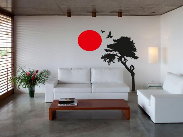 déco japonaise mur-dessin-peinture-soleil