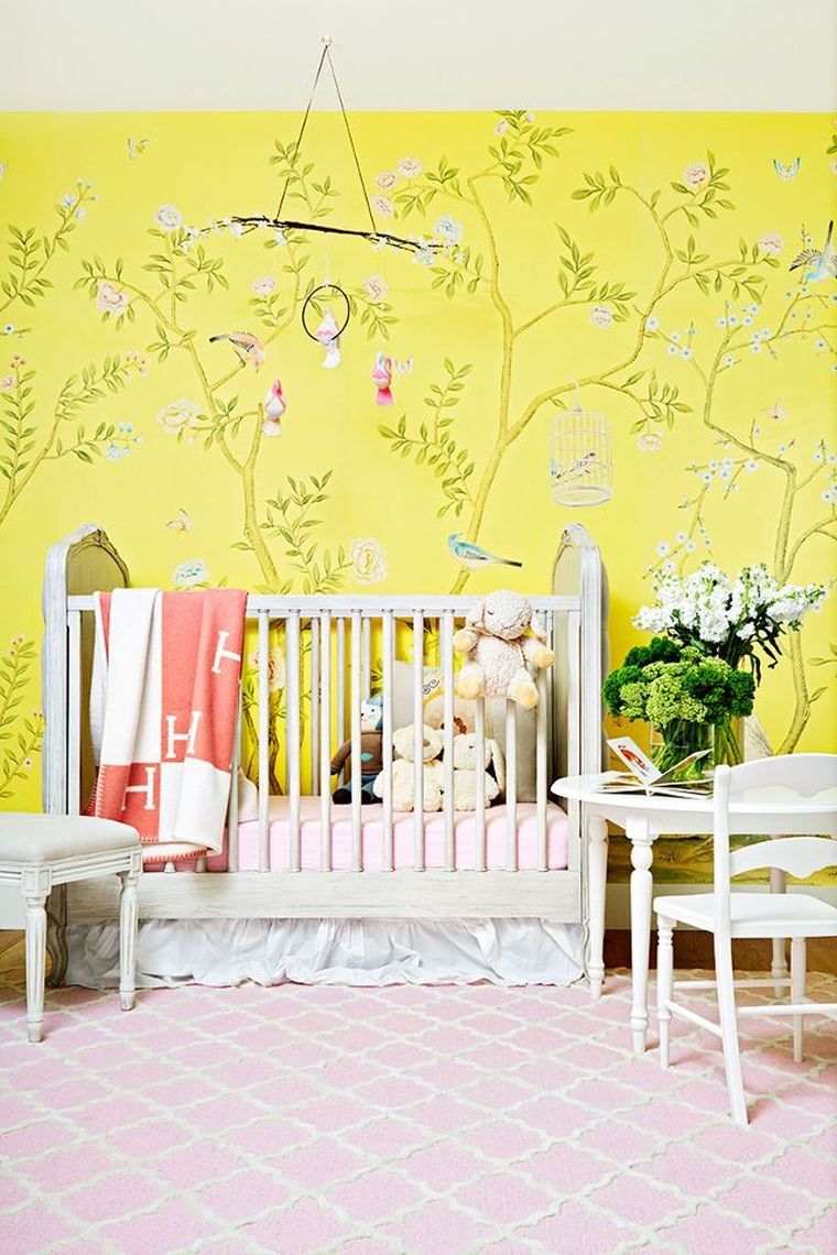 peinture chambre enfant bebe-deco-papier-peint-fille