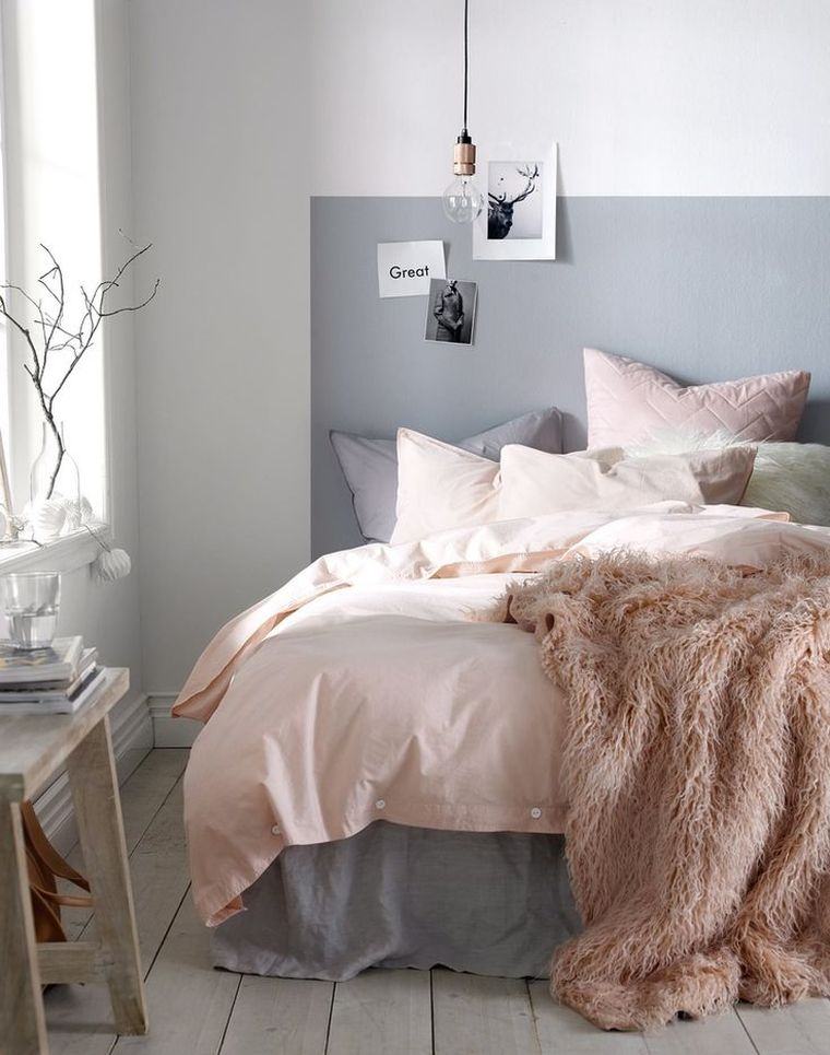 chambre-grise-et-rose-decoration-adulte-linge-de-lit