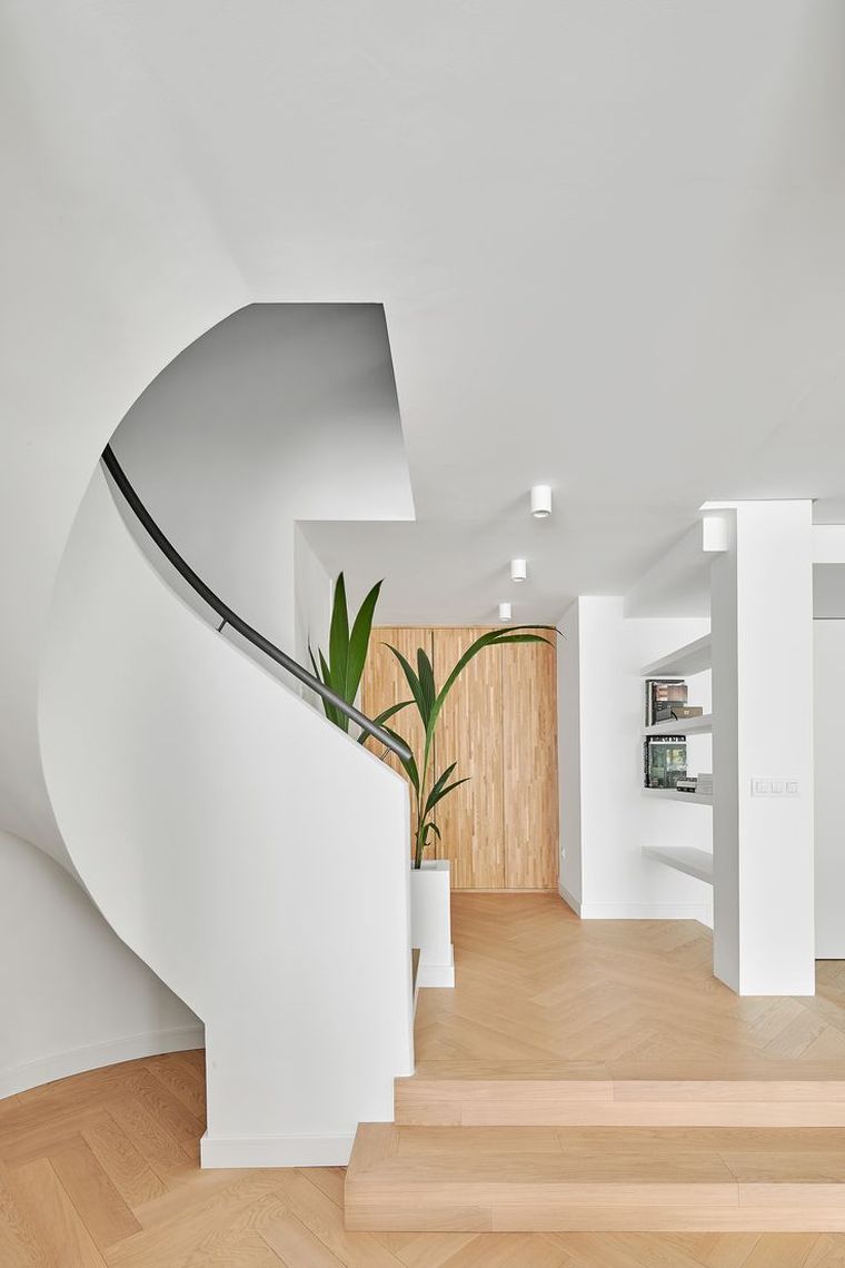 escalier intérieur contemporain-bois-colimacon