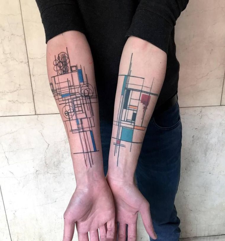 modele-de-tatouage-batiment-theme-architecture-bras