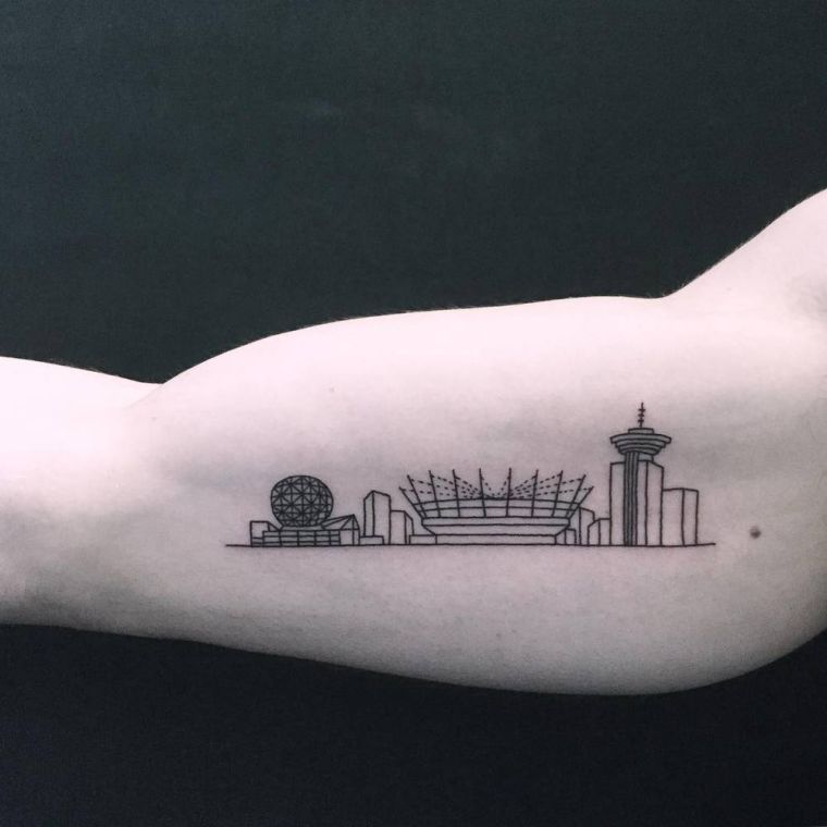 tatouage-original-bras-homme-theme-architecture-idees