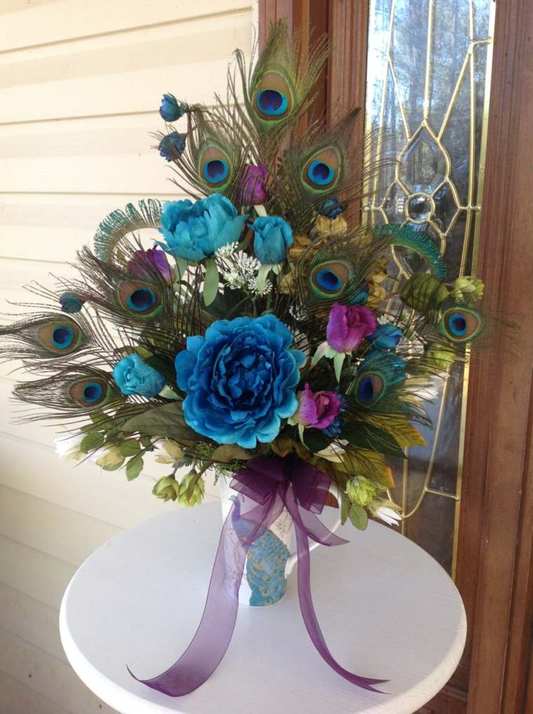 décoration bleu canard bouquet