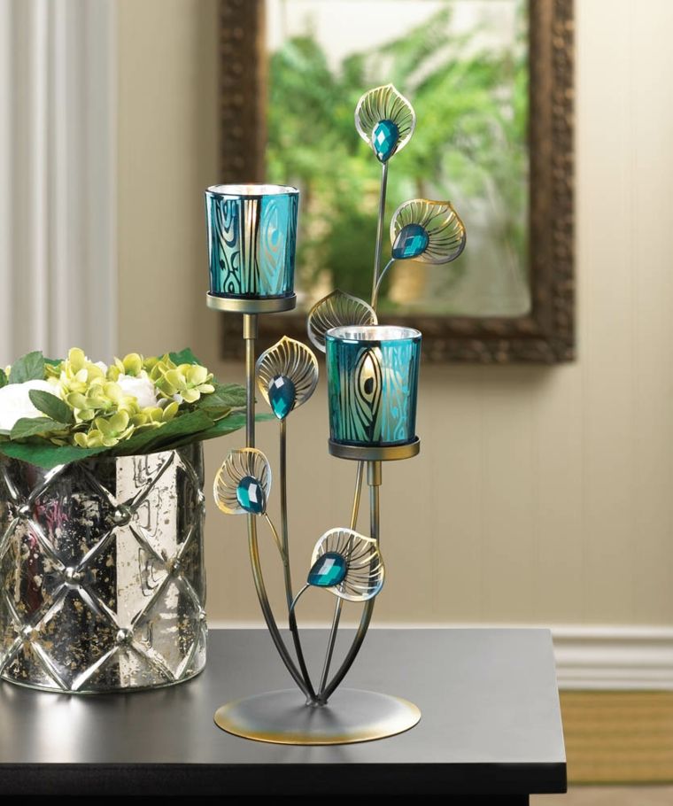 décoration bleu canard chandelier