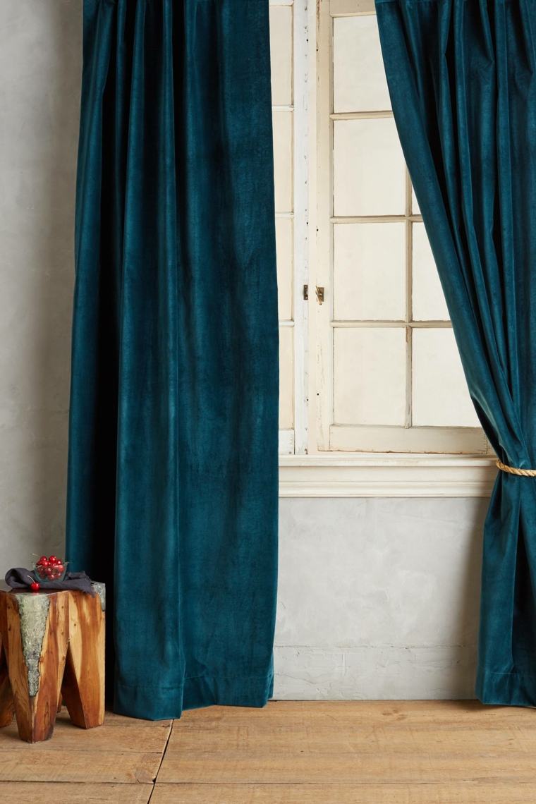 décoration bleu canard rideaux