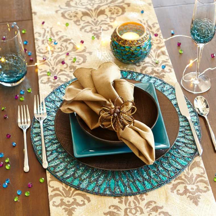décoration bleu canard table-festive