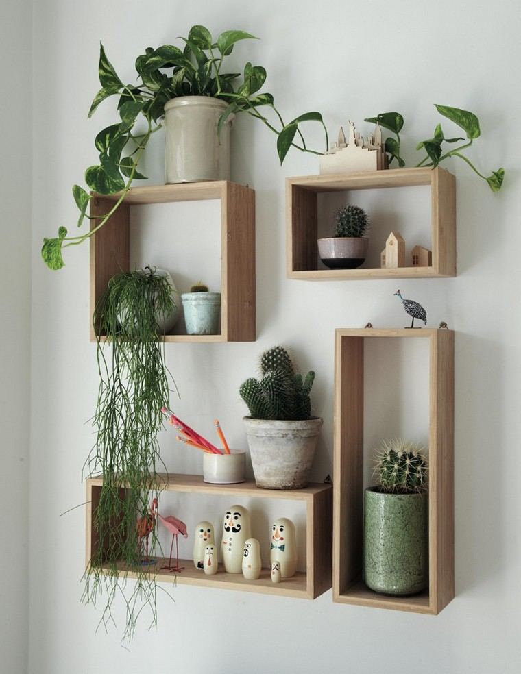 mur-deco-plantes-pot-idee-etagere-bois
