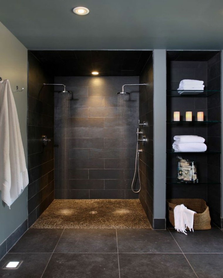 salle de bain douche italienne dalles-grises-sol-mosaique