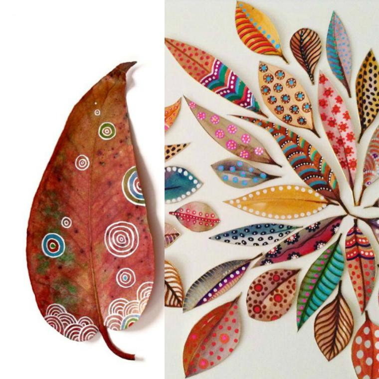 activité manuelle automne decoration-feuille-arbre-doodles