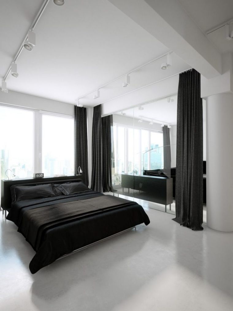 chambre-noir-et-blanc-minimalisme-idee-deco-moderne